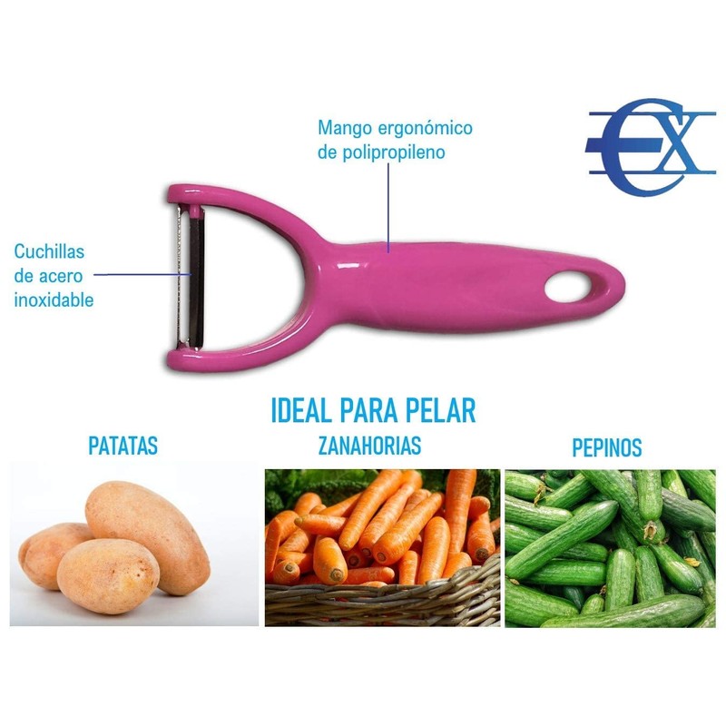 Peeler, Potato Peeler with Stainless Steel Blades, Hand Peeler, Pink