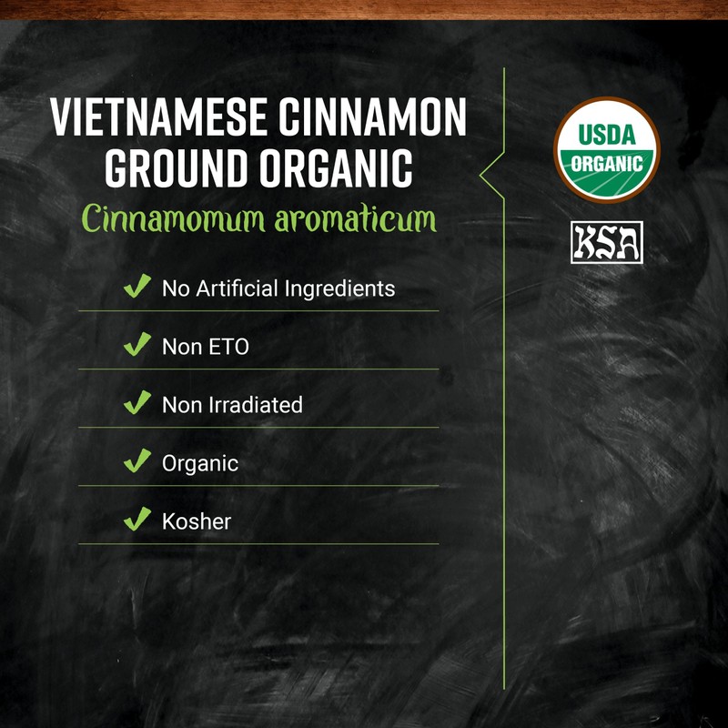 Frontier Organic Ground Vietnamese Cinnamon, 1-Pound Bulk, Premium Quality Cinnamon,