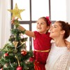 DTYDECLE Christmas Tree Star Topper, Xmas Glittered Gold Hollow Star