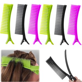 Pack of 6 Hair Section Clips, Hairdressing Hair Clips, Professional Section Clips, Curler Clips, Non-Slip Hairdressing Clips with Fine-Tooth Comb for Hairdressing Salons and Home