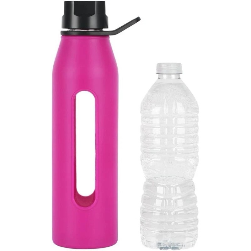 Takeya Glass Water Bottle with Silicone Sleeve and Twist Cap,