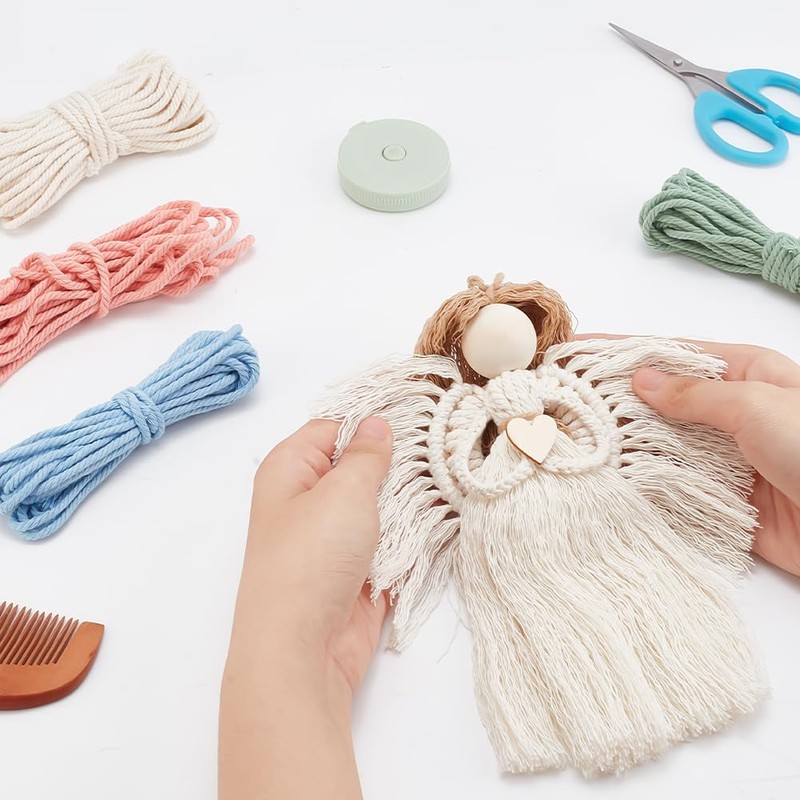 FREEBLOSS 4 Set Beginners Macrame Kit DIY Macrame Angel Kit