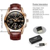 LIGE Mens Watch Brown Leather Analog Quartz Wristwatch Male Date