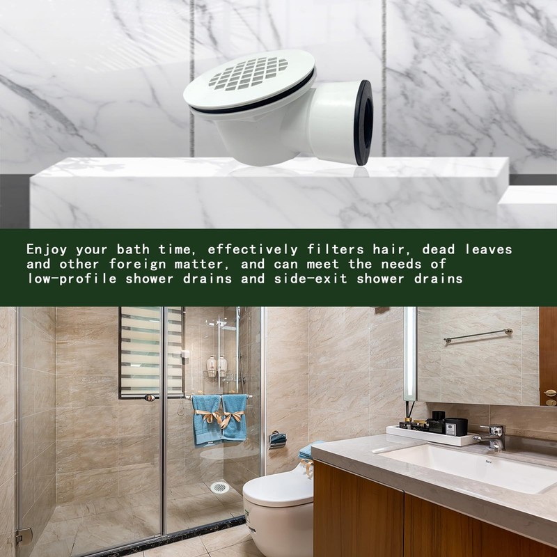 Low Profile Shower Drain Assembly with Perforated Strainer, 1.5" Side