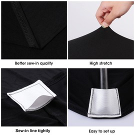 BDDC Table Covers for 8 Foot Tables, 6 Pack Black Washable and Wrinkle Resistant Stretch Tablecloths Rectangle 8ft for Events, Wedding, Banquets, Parties