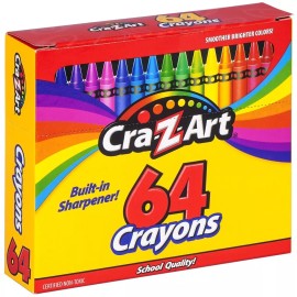 Cra-Z-Art Crayons Bulk Pack 64 Count Built in Sharpener Back to School Supplies