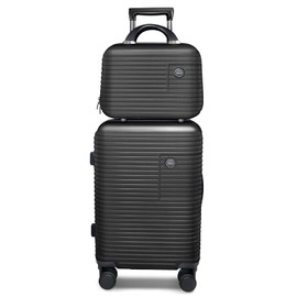Carry On Luggage Sets 2 Piece, PC+ABS Hardside Suitcases with Spinner Wheels and TSA Lock for Travel.(Black, 14"+20")