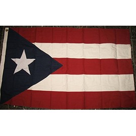 Puerto Rico Embroidered Sewn Flag 3'x5' Cotton Banner with Clips