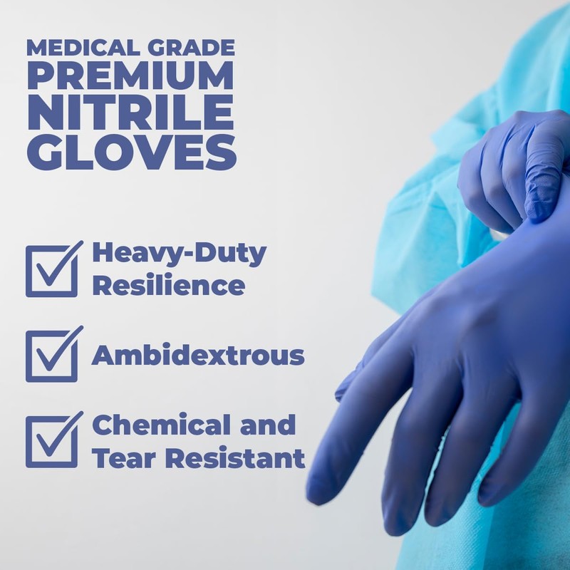 MEDSTOCK Violet Nitrile Gloves, High Medical Grade, Chemical Resist, Disposable,
