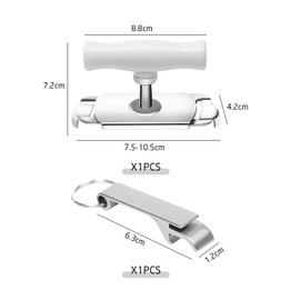1 Stainless Steel Can Opener and 1 Keychain Bottle Opener, Rotating Cap Opener, Labor-Saving Cap Opener, Multifunctional Can Opener, Suitable for Condiment Bottles and Canned Fruits