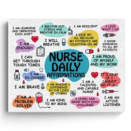 TYPTEK Nurse Daily Affirmations Canvas Wall Art, Motivational Nurse Quotes Wall Decor, Inspirational Nurse Self-Care Wall Art, Positive Affirmations for Healthcare Workers 20x24inch
