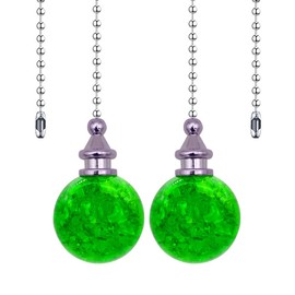 2 Pack Dotlite Crystal Ceiling Fan Pull Chain Accessories, Decorative Fan String Pulls Pendant Extension, 12 Inches Beaded Ball Fan Pull Chains Extender Ornament with Connector for Fan Lamp (Green)