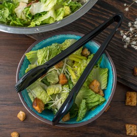 Carlisle FoodService Products Carly Plastic Salad Tong, Serving Utensils for Catering, Home, Restaurant, Parties, Buffet, 9.03 X 1.75 X 3 Inches, Black