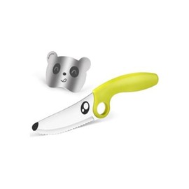 Kids Knife Set for Real Cooking with Finger Guard & Educational Ring | Toddler Safe Knife with Serrated Stainless Steel Blade & Ergonomic Handle | Montessori Kitchen Tool - Color: Avocado Green