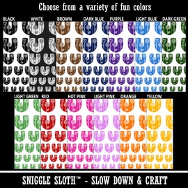 Sweet and Cute Flowers Rounded Block Letter U Temporary Tattoo Water Resistant Fake Body Art Set Collection - Black (One Sheet)