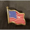 Waving American Flag Enamel Lapel Pin - Gold Metal Small