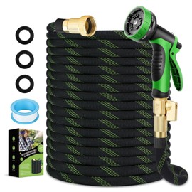 Upgraded 50FT Expanding Garden Hose with 10 Pattern Spray Nozzle,Lightweight Flexible Water Hose 50 FT,No-Kink Hose with 3/4" Brass Fittings,Burst-Resistant Durable Hose for Outdoor Yard Lawn Car Wash