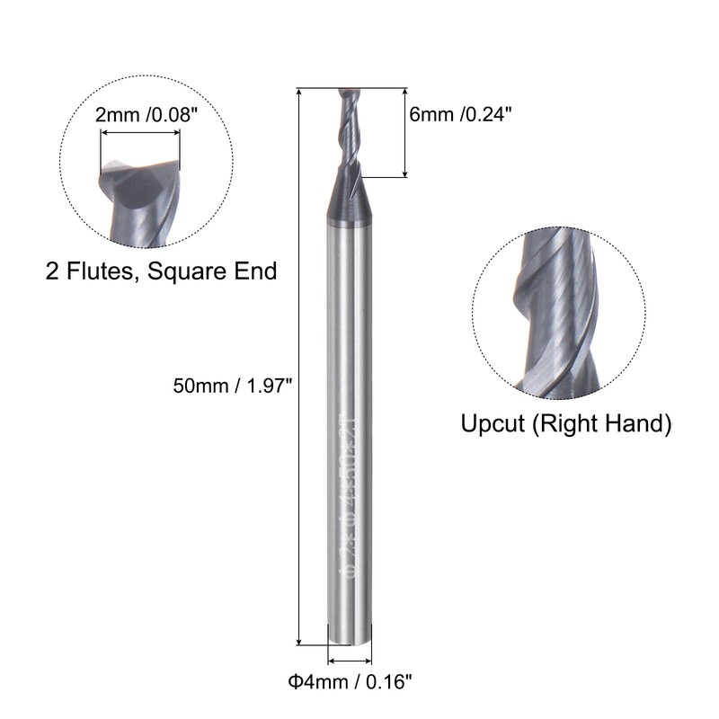 sourcing map 4pcs 2mm Dia 4mm Shank Square Nose End