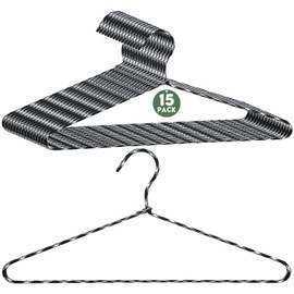 GlikCeil 15 Pcs Fabric Wrapped Metal Hangers Covered Wire Hanger Metal Coat Hangers Non Slip for Clothes Closet Clothing Suit Shirt Pant (Black and White)