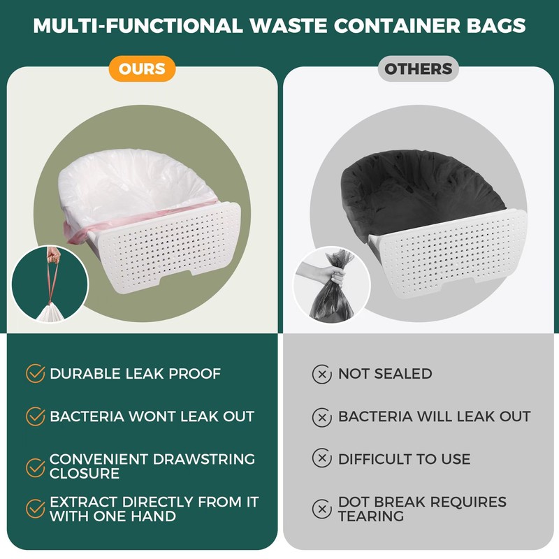 100 Pack Drawstring Cat Litter Box Liner Bags For Litter-Robot