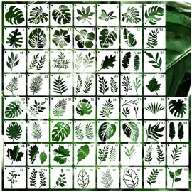 Small Leaf Stencils for Painting on Wood Stone Reusable Tropical Leaves Fern Palm Nature Stencils for Kids Adults on Wood Fabric Rock Card Art Paint Wall Furniture Home Decor (60 Leaf)