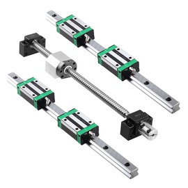 CNCMANS Linear Guide Rail kit, 2PCS HGR20 400mm Linear Rail with 4PCS Sliding Block + 1PCS SFU1605 400mm Ball Screw with BF12/BK12 End Support, Coupling and Nut Housing for DIY CNC Routers Lathes