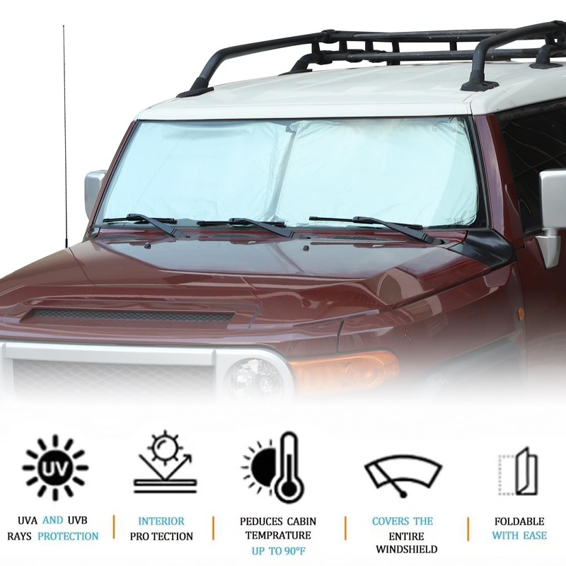 Car Windshield Sun Shade with Storage Pouch Compatible with Toyota