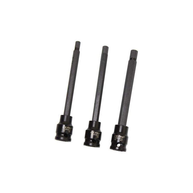 US PRO Industrial 7pc 3/8" DR Extra Long Impact Hex
