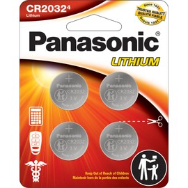 Panasonic CR2032 3.0 Volt Long Lasting Lithium Coin Cell Batteries in Child Resistant, Standards Based Packaging, 4-Battery Pack