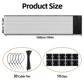 Dmnnlp Under Couch & Bed Blocker, 394"x16" Cutable Under Furniture Plastic Blocker with 30 Ties for Pets, Keep Pets Toys Out, Adjustable Extra Tall Barrier for Sofa & King/Queen Bed (Black)