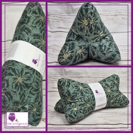 Leseknochen Nackenkissen (Royal Flower Grün) bequem und waschbar! Handgestopft und genäht in Deutschland - Nutzbar als Nackenrolle Kissen Nackenrolle