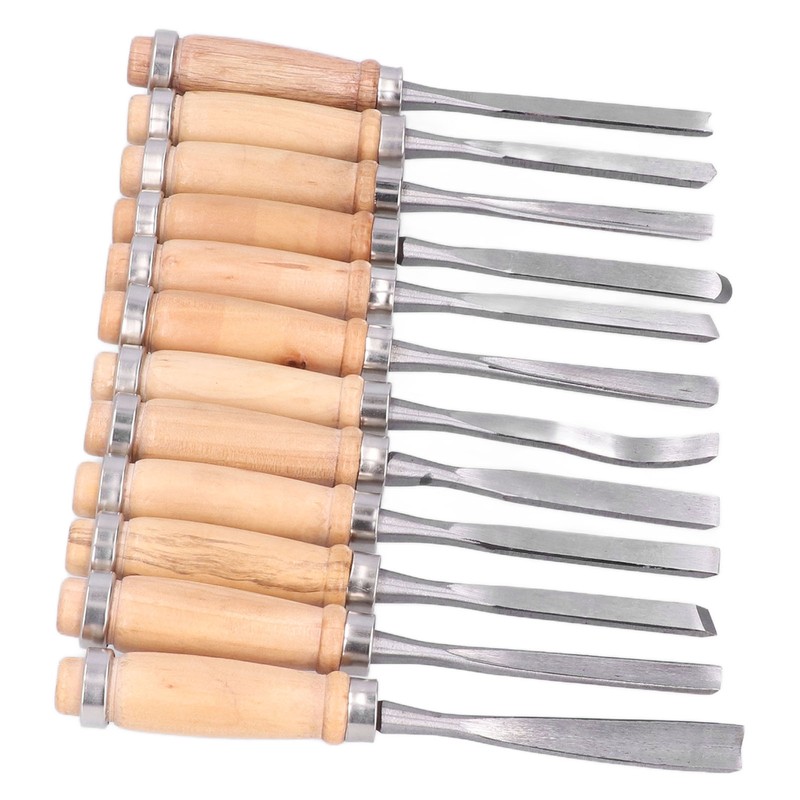 12Pcs Wood Turning Chisels Wood Grooves Parting Tools Set Woodworking