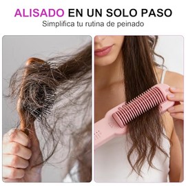 KISFAM Cepillo Alaciador de Cabello a Vapor 3 en 1, Cepillo Alisador Iónico con Iones Negativos, 4 Niveles de Temperatura, Reduce Daños y Nutre el Cab