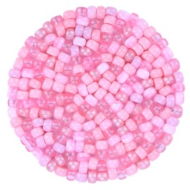Plastic Pony Beads for Jewelry Making, 1200 Pieces, Multi-Color, 0.35 x 0.22 inch, DIY Craft Beads for Bracelets and Hair Braids (Pink)