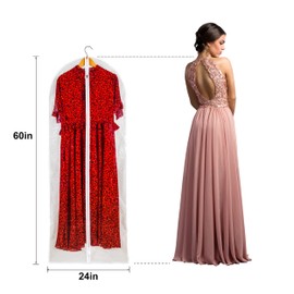 Clear Garment Bag Long Garment Bags for Gowns,Vinyl Dress Bags for Closet Storage, Long Plastic Bags Zippered Garment Protector Bags for Longer Dress - 24'' X 60''/6 Pack