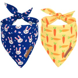 Realeaf Easter Dog Bandanas 2 Pack, Triangle Reversible Pet Scarf for Boy and Girl, Premium Durable Fabric, Holiday Bandana for Small Medium Large and Extra Large Dogs (X-Large)