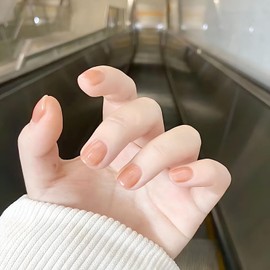[ALLEVG] Nail Tips, 24 Pieces, Nail Tips, Short Orange, Autumn, Spring, Summer, Popular, Japanese Style, Cute, Simple, Stylish, Coming of Age Ceremonies, School Entrance Ceremonies, Graduation