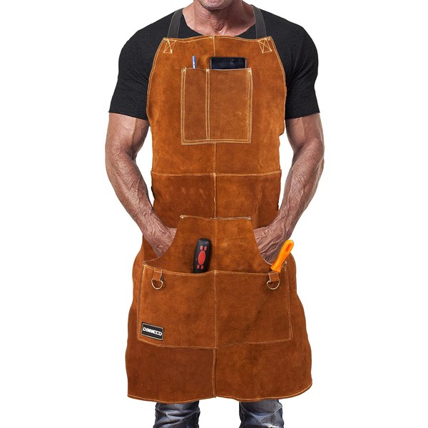 DIMWELD Welding Apron, Heavy Duty Workshop Apron for Welders and