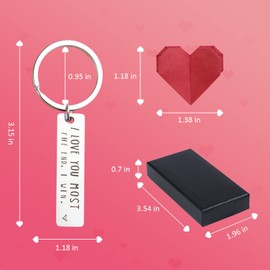 Rtudan Couple Keychain for Him and Her I Love You Most Keychain for Boyfriend Girlfriend, Keychain Gifts For Anniversary Valentine Day Birthday Mother’s Day Christma