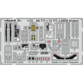 Eduard Accessories EDP73777 Eduard Photoetch 1:72-J-35OE Draken (Hasegawa/Hobby2000) Scale Model Accessories Set