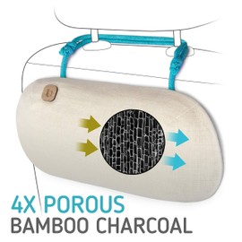 PURGGO Car Air Freshener - Auto Odor Eliminator - 100% Activated Bamboo Charcoal Air Purifier, Ionizer - Absorb and Remove Smoke Smell - Fragrance-Free Deodorizer - Lasts 365+ Days [Classic Beige]