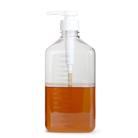 Glomora 1600ml Press Pump Bottle, Condiment Dispenser, Large Sauce Bottle, Square Plastic Seasoning Bottle, Refillable Lotion Dispenser Empty Syrup Ketchup Sauces Condiment Container for Home Kitchen