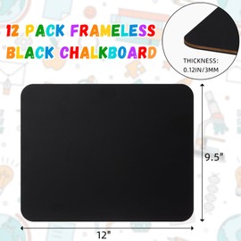 Humyoun 12 Pcs 9.5" x 12" Frameless Black Chalkboard for Kids Wooden Chalk Board Small Chalkboard Signs for Home Outdoor Message Board Signs, Student School Supplies