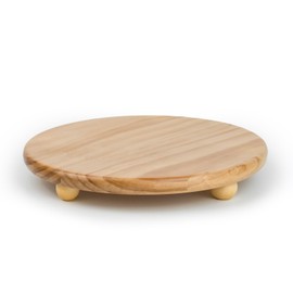 HillSpring Wood Pedestal Stand, 12“ Round Wood Riser for Kitchen Bathroom Counter Organizer, Sturdy Farmhouse Display Tray to Elevate Soap Dispenser, Plants, Vases