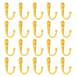uxcell Wall Hooks, 20Pcs - Zinc Alloy Single Prong Wall Mounted Clothes Hook, Double Hole Hooks for Hanging Towel Coat Backpack Scarf Keys Hat Cup (Yellow)