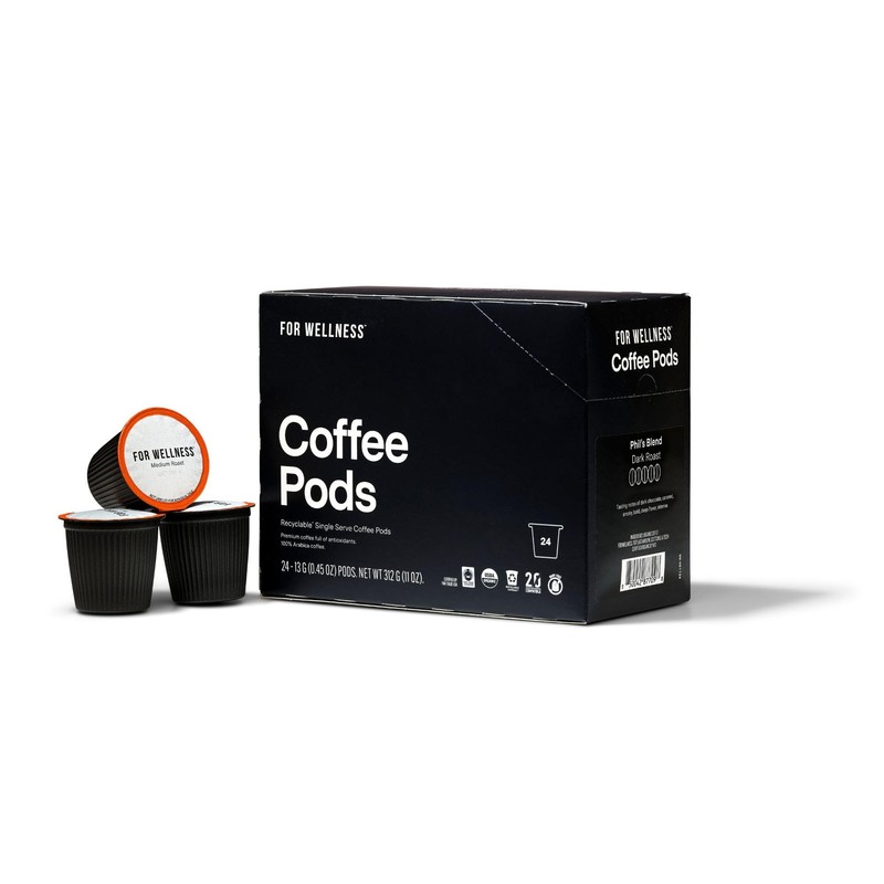 For Wellness Organic Arabica Coffee Pods (24 Pods, Medium Roast)