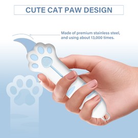 Cat Paw Box Cutter, SKRMISDA Retractable Cat Claw Knife, Portable Cute Paper Cutter, Carton Sealing Tape Knife Opener for Women, Safe Unpacking Tool(Blue)