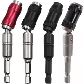 KEWAYO Pack of 4 1/4 Inch Magnetic Bit Holder, 94 mm Flexible Hex Bit Holder, 20 Degree Rotating Quick Release Drill Extension, Screwdriver Bit Holder for Narrow Spaces or Corners (4 Colours)