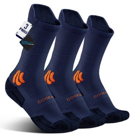 BRISIRA Coolmax Bamboo Viscose Compression Running Socks Men Women 3 Pack Crew Sport Sock for Hiking Walking Work Basketball with Cushion, Anti Blister & Odor, Moisture Wicking, Ankle & Arch Support