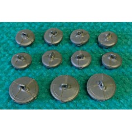 Unbranded Vintage/New : GRAY LEATHER shank BUTTONS SET : 3 x 20mm & 8 x 15mm @ COAT/JACKET
